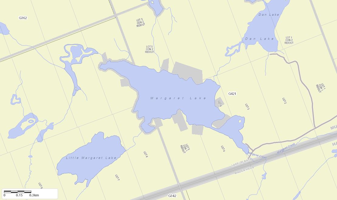 Crown Land Map of Margaret Lake in Municipality of Lake of Bays and the District of Muskoka
